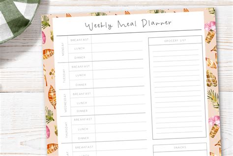 Free Printable Fall Weekly Meal Planner Shabby Mint Chic Party