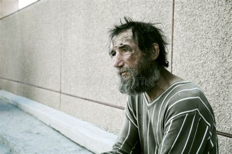 Sad Homeless Man In Depression Stock Photo Image Of Alcoholic Hungry