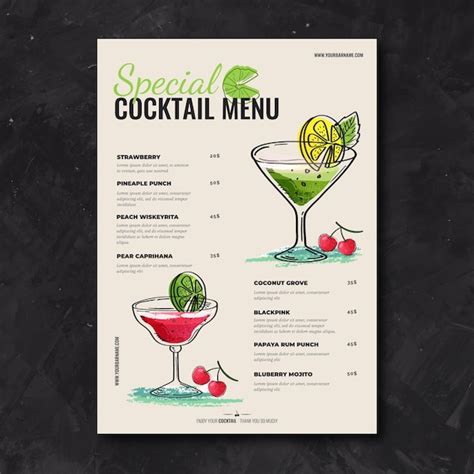 Free Vector Hand Drawn Cocktail Menu Template