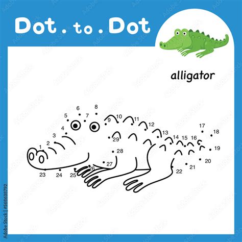 Dot To Dot Educational Game And Coloring Book Of Alligator Animal