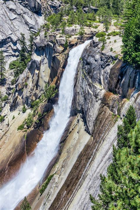 View Of Nevada Falls From The Mist Trail In Yosemite National Park