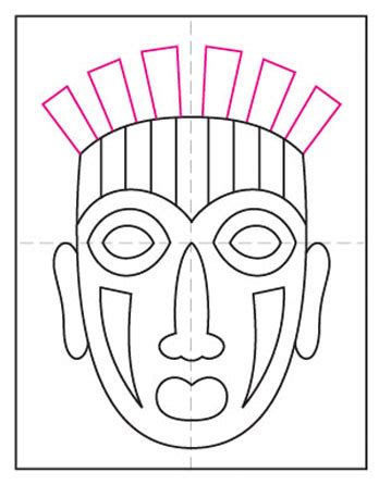 Easy How to Draw a Tribal Mask Tutorial & Mask Coloring Page