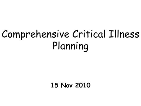 Comprehensive Critical Illness Planning Slides Ppt