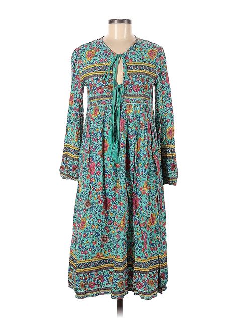 R Vivimos Floral Multi Color Teal Casual Dress Size 8 10 48 Off