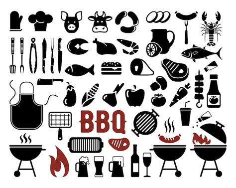 Barbacoa Barbacoa Y Parrilla Relacionados Con Iconos De Vector Plano