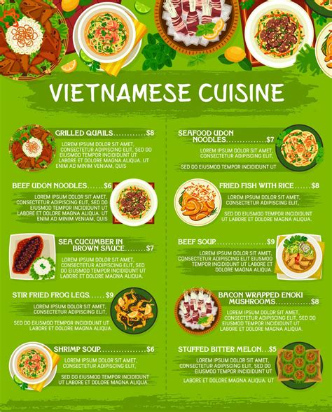 Vietnamese Cuisine Restaurant Menu Template 23519001 Vector Art At Vecteezy