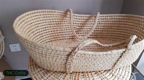 Handmade Woven Straw Plant Fiber Rattan Portable Moses Baby Basket For