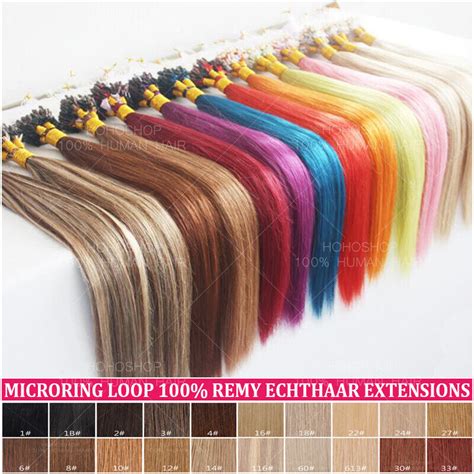 250 Strähnen Echthaar Microring Loop Remy Human Hair Extensions