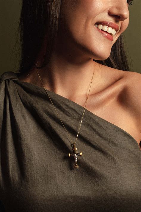 Bicolor Silver Crucifix Pendant Savelli Religious