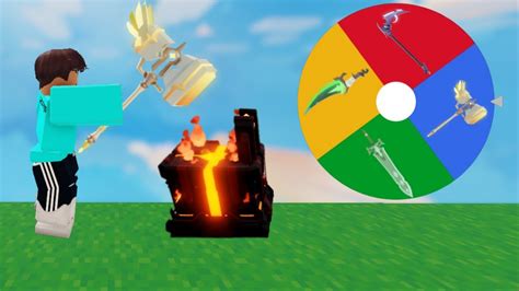 I Let A Wheel Decide My Forge Weapon Roblox Bedwars Youtube