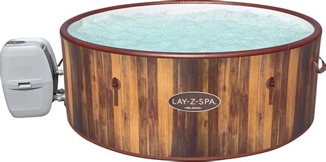 Lay Z Spa Helsinki Hot Tub AirJet Wood Effect Inflatable Spa With Freeze Shield Year