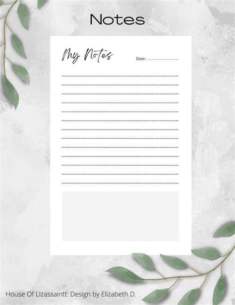 Printable Blank Notesdiary Page Template Printable Planner Etsy