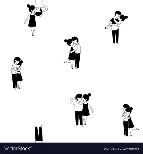 Cute funny young couple in love seamless Vector Image