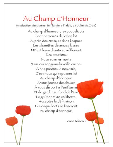 Le Jour du Souvenir / Remembrance Day or Poppy Day ("In Flanders Fields ...