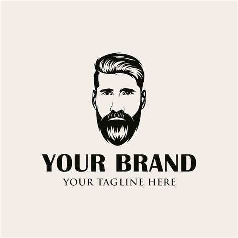 Premium Vector | Awesome bearded man logo design vector