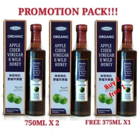 Mhp Miracle Organic Apple Cider Vinegar And Wild Honey 750mlx2 Free 375ml Exp32026 Shopee Malaysia