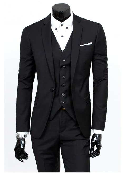 Folobe Pcs Tailored Black Mens Slim Fit Suits Set Bridegroom Suits