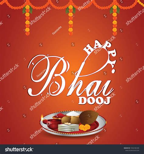 Happy Bhai Dooj Celebration Pooja Thali Stock Vector Royalty Free