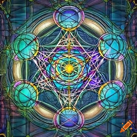 Stained Glass Artwork Of Metatron S Cube On Craiyon