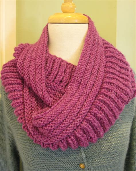 Knitting Pattern For Two Ribs Infinity Scarf Reversible Cowl Knit In