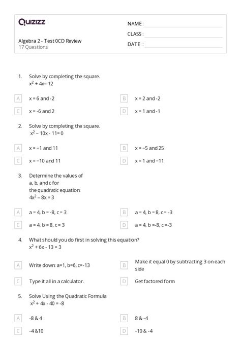 50 Algebra 2 Worksheets On Quizizz Free And Printable Worksheets Library