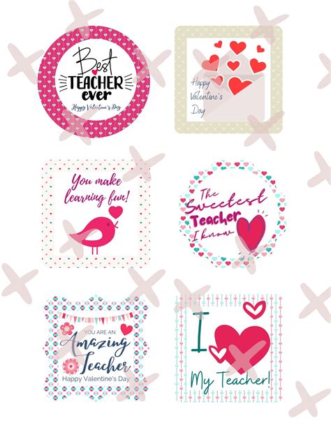 Valentine's Day Teacher Cards Printables, Printable Teacher Cards ...