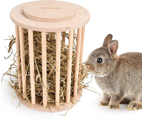 Andwe Hay Feeder Less Wasted Wooden Food Feeding Rack For Rabbit Guinea