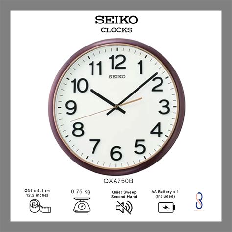 Seiko 12 2 Heritage Design 3D Numerals By Fontworks Wall Clock