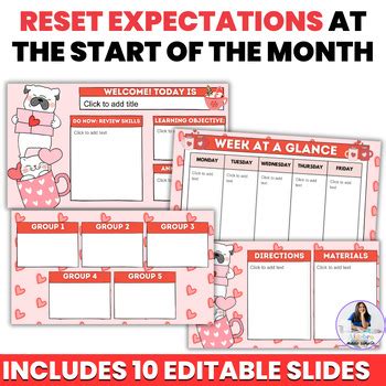 February Valentine S Day Theme Daily Lesson Agenda Slides Editable