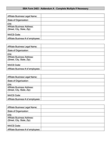 Sba Form Fillable Pdf Printable Forms Free Online