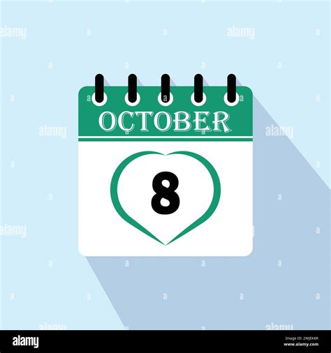 Icon Calendar Day 8 October 8th Days Of The Month Vector