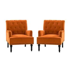 Reviews For JAYDEN CREATION Enrica Orange Tufted Comfy Velvet Armchair