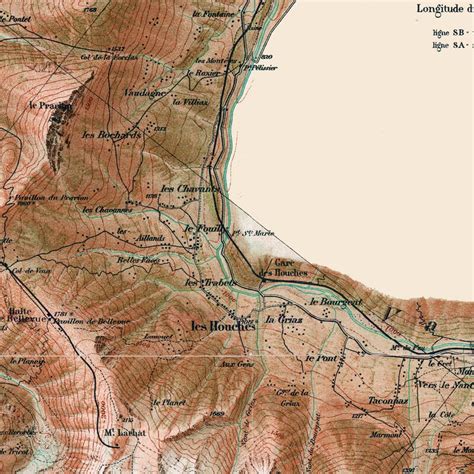 Old Map of Mont Blanc Massif Monte Bianco 1924 Vintage Map Wall Map ...