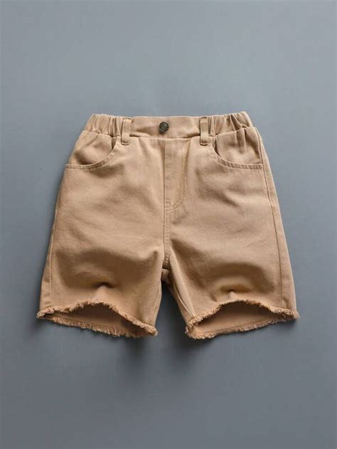 Tween Boy Solid Raw Hem Denim Shorts SHEIN USA