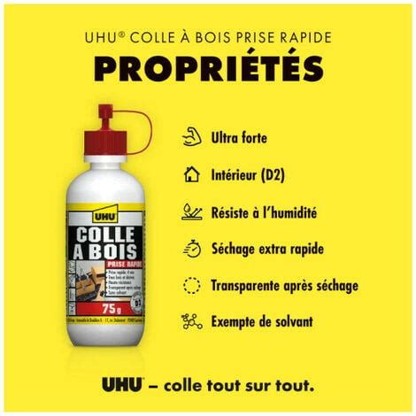 Colle UHU spéciale bois à prise rapide D2 75g 38915