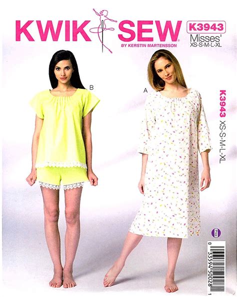 Kwik Sew Sewing Pattern 3943 K3943 Misses Sizes 8 22 Nightgown Top Shorts Kwik Sew Sewing