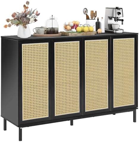 Amazon YORKING Buffets Cabinet Storage Rattan Décor 4 Door