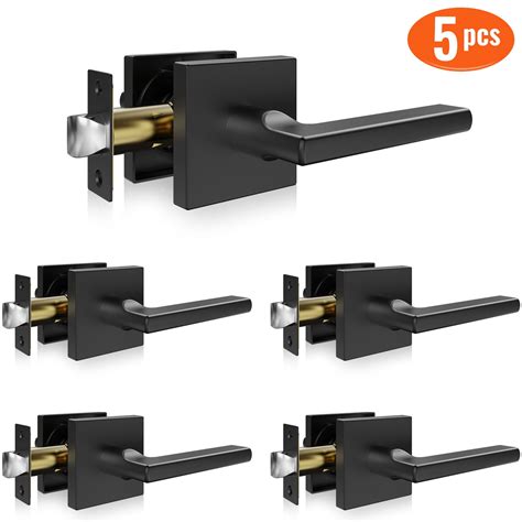 BENTISM Passage Door Lever Handle, 5 Pack Matte Black Door Lever ...