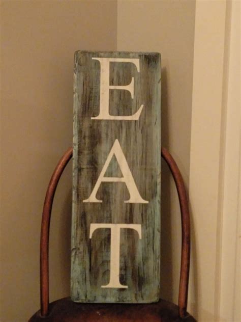 EAT Sign Kitchen Wall Decor Distressed Dining Room Sign | Etsy