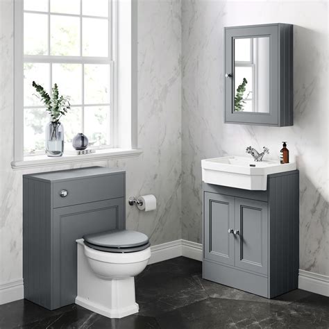 Dove Grey Mirror Cabinet Bathroom Mountain