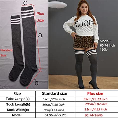 Yelaivp Plus Size Thigh High Socks Extra Large Stripe Over Knee High