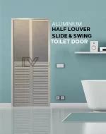 Toilet Door Aluminium Slide And Swing Half Louver Toilet Door