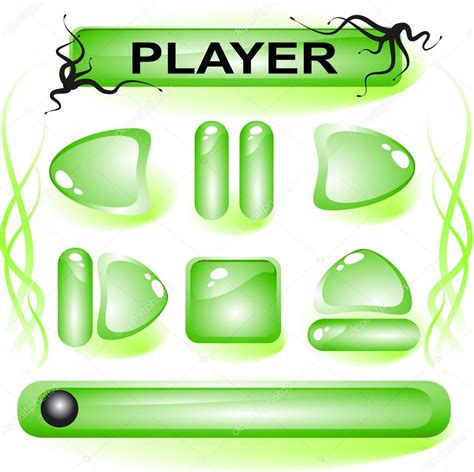 Set Of Green Glass Buttons Stock Vector Elenita 1185119