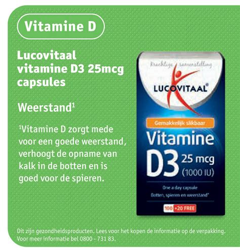 Lucovitaal Vitamine D3 25mcg Capsules Promotie Bij Kruidvat