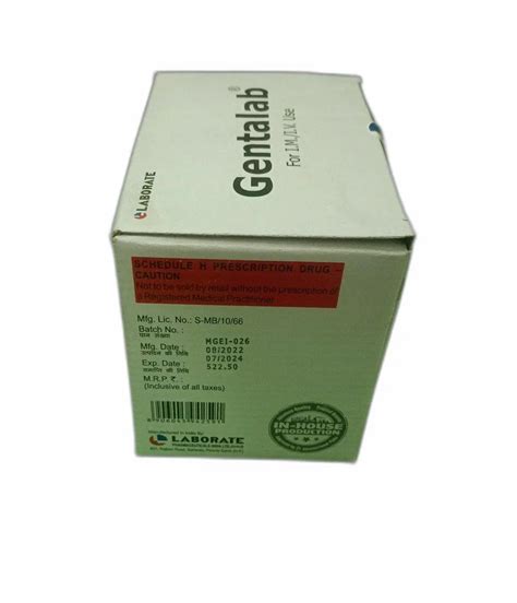 Gentalab Gentamicin Sulphate Injection IP 40 Mg At Rs 102 Vial In Madurai