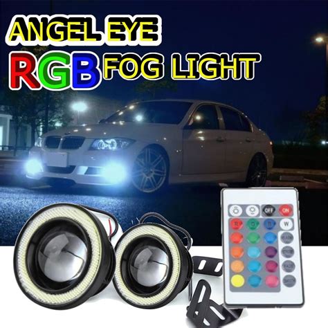 Car Rgb Remote Control Fog Lamp Sportlight Sport Light Whitergb Angel