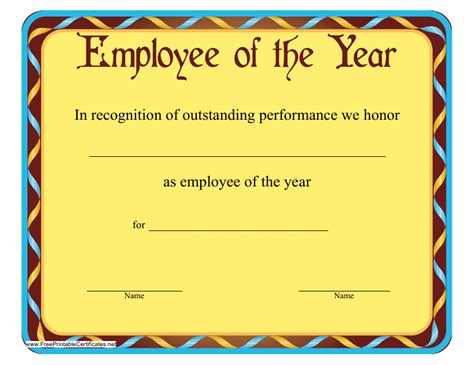 Employee of the Year Certificate Template - Yellow - Fill Out, Sign ...