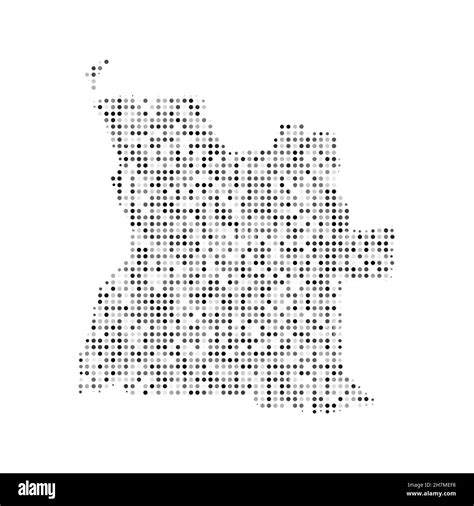 Abstract Dotted Black And White Halftone Effect Vector Map Of Angola