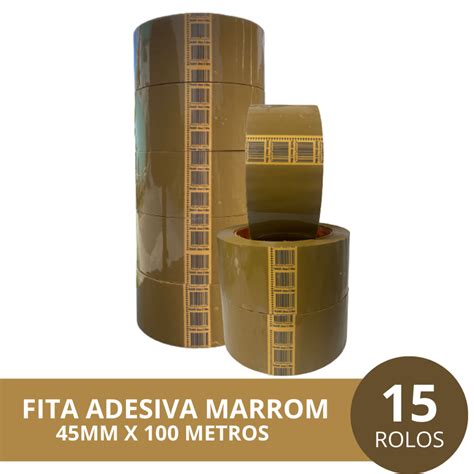 KIT 15 ROLOS DE FITA ADESIVA MARROM 45MM X 100 METROS PARA