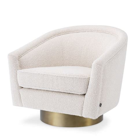 Eichholtz Swivel Armchair Catene Boucl Cream Wilhelmina Designs